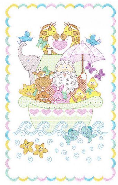 Crib Quilt Top: Noah'S Ark Pre-Printed Embroidery Pattern