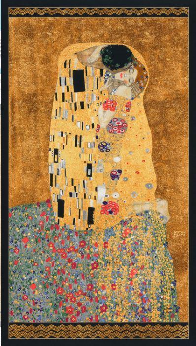 Gustav Klimt "The Kiss" Panel w/Metallic from Robert Kaufman, 24"