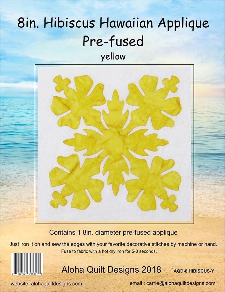 8" Yellow Hibiscus Hawaiian Applique Laser Cut and Pre-fused