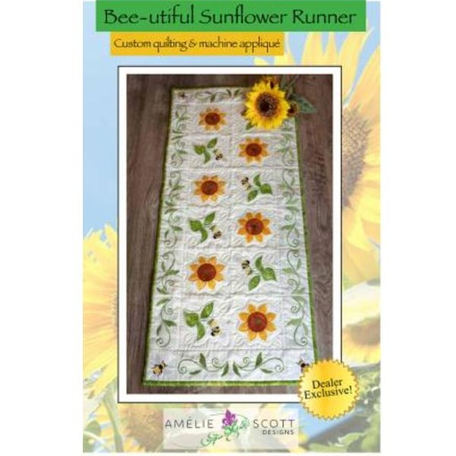 [ASD-240] Bee-Utiful Sunflower Runner By Christine Conner For Amelie Scott Designs