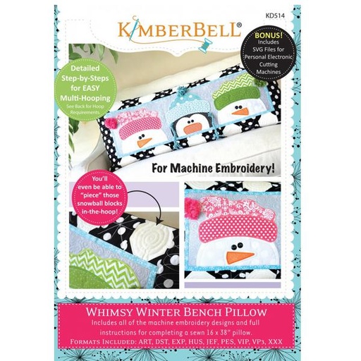 [KD-514] Kimberbell Whimsy Winter Bench Pillow Machine Embroidery