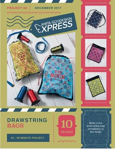 [AG-68EXP] Anita's Express Drawstring Bags Embroidery Pattern