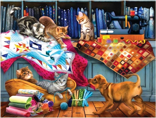 [ckr-28832] Quilting Rooom Mischief  Puzzle by Tom Wood for Sunsout