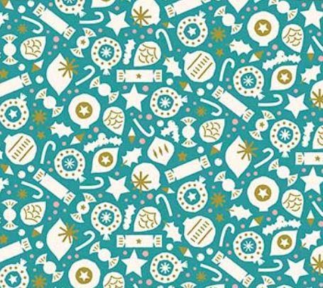 [Nor-90176m-62] Polar Magic Party Turquoise Withe Metallic By Lemonni From Figo Fabrics