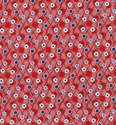 [KAF-19418-3] Naptime 4 Tossed Flowers On Diamond Circles Red Background From Robert Kaufman Fabrics