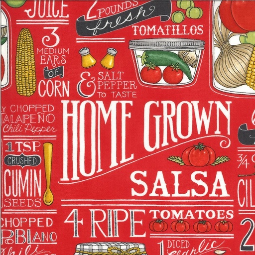 [MOD-19970-12] Homegrown Salsa Text  Tomato Background By Deb Strain From Moda Fabrics