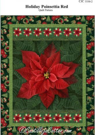 [CJC-55502] Holiday Poinsettia Red Quilt Pattern By Castille Ja Cotton