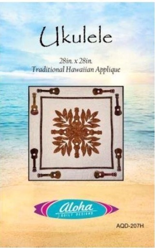 [AQD-207H] Ukulele Traditonal Hawaiian Applique Pattern By Aloha Quilt Design