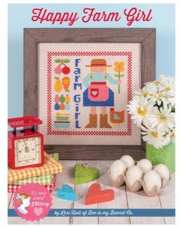 [ISE-500] Happy Farm Girl  Cross Stitch  by Lori Holt from It's Sew Emma Stitchery