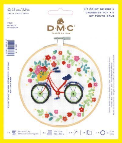 [BK-1917L] Bicycle With Flowers Cross Stitch Kit From Dmc