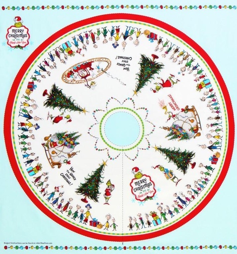 [KAF-20277-223] How the Grinch Stole Christmas Tree Skirt Panel by Dr. Suess Enterprises for Robert Kaufman