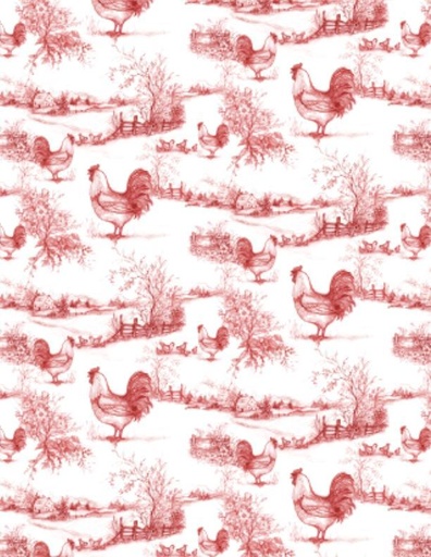 [WP-39711-113] Home to Roost Toile Red from Wilmington Prints