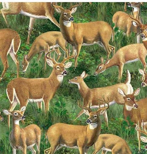 [WP-10155-727] Forest Light Deer Green From Wilmington Prints