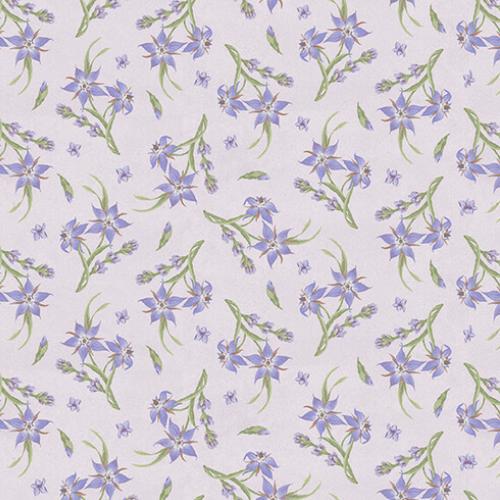 [HG-9877-57] Lavender Garden Tossed Star Flower By Jane Shasky For Henry Glass