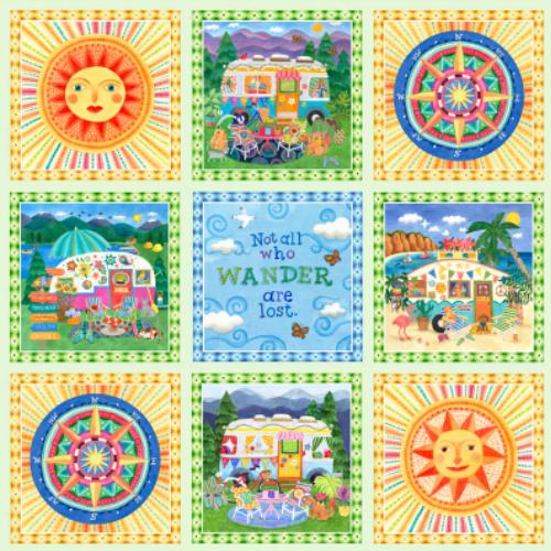 [PB-04613-PA] Wanderlust Block Panel by Stephanie Peterson Jones for P & B Textiles