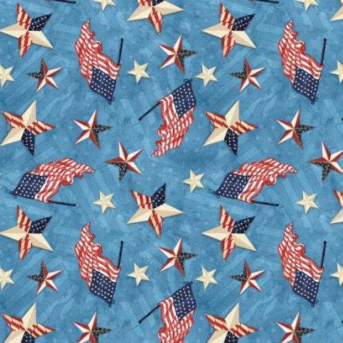 [WP-84466-431] Americana Patriotic Toss Denim by Stephaine Marrott Collection from Wilmington Prints