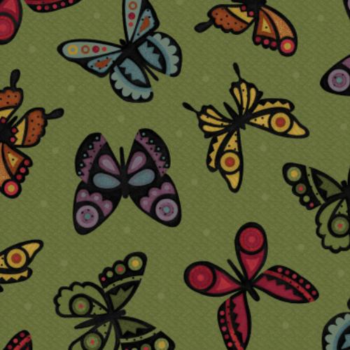 [MAY-9943-G] Bonnie'S Butterflies Butterflies Green By Bonnie Sullivan From Maywood