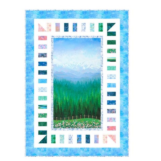 [PP-HappyHilltopBlue] Happy Hilltop Blue Quilt Kit From Robert Kaufman