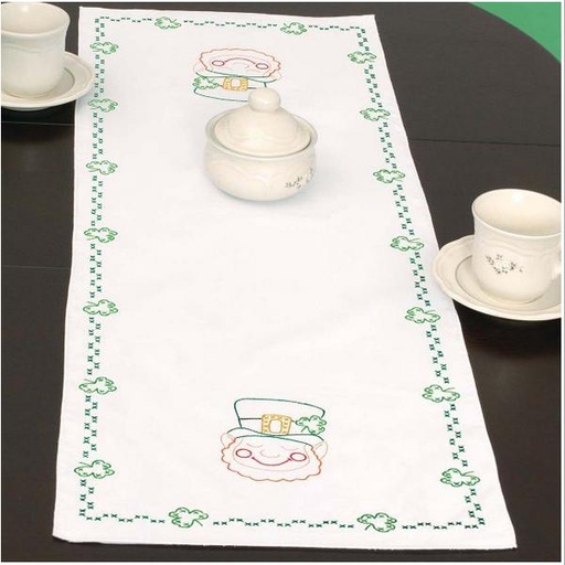 [JD-560-872] St. Patricks Day Table Runner Stamped For Cross Stitch & Embroidery