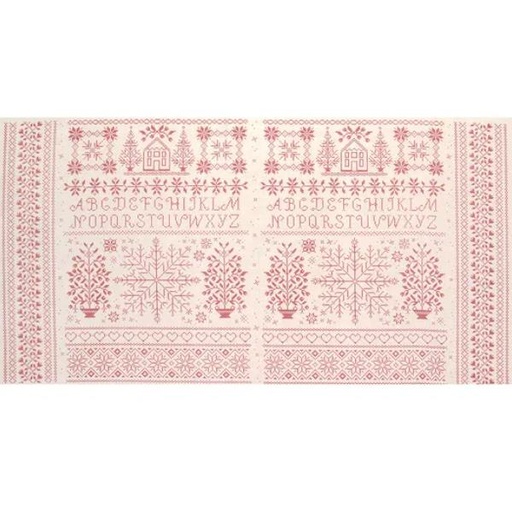 [AND-9850-R] Noel Homestead Redwork Panel By Edyta Sitar Of Laundry Basket Quilts For Andover