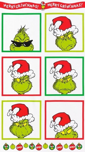 [KAF-20993-223] How The Grinch Stole Christmas Block Panel By Dr. Seuss Enterprises For Robert Kaufman