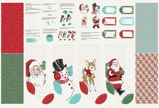 [MOD-31187-11] Holly Jolly Santa Stocking Panel by Urban Chiks for Moda