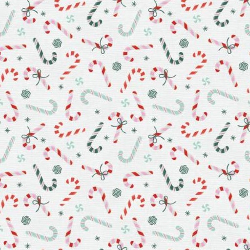 [PBS-120-22076] Christmas Nostalgia Candy Canes White By Angela Nickeas Collection For Paintbrush Studio