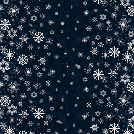 [HG-350-77] Flurry Friends Snowflake Border Stripe Navy by Barb Tourtillotte for Henry Glass