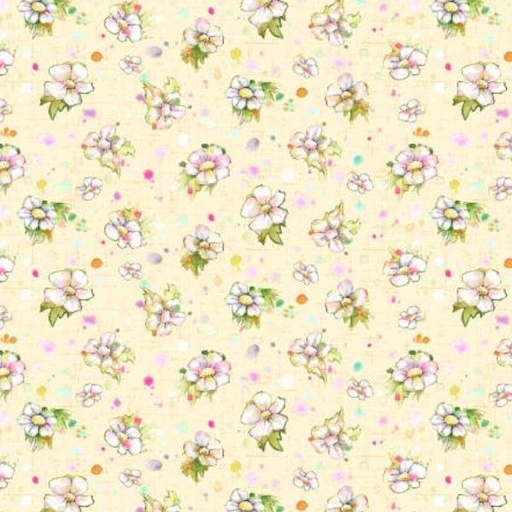 [PB-04740-Y] Boots & Blooms Small Floral Yellow By Sillier Than Sally Designs For P & B Textiles