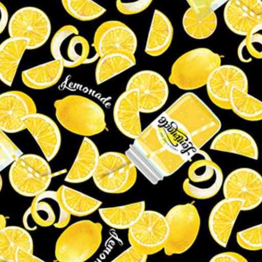 [NOR-24806-99] Smokin Hot Lemons And Lemonade On Black From Northcott