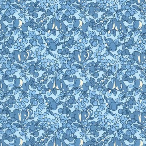 [KAUF-21033-4] Sunnyside Farm Fruit Blue By Debbie Beaves From Flowerhouse For Robert Kaufman Fabrics