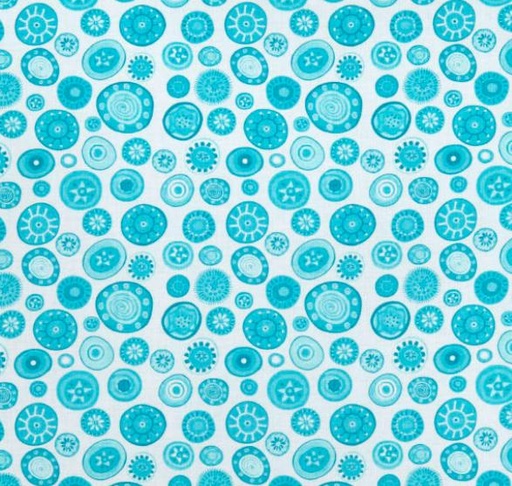 [BEN-13274-82] Folktown Cats Dot Teal/White From Benartex