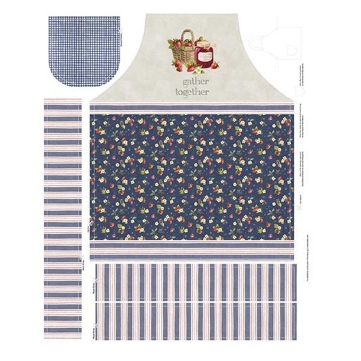 [PB-4800-PA] Homemade Happiness Apron Panel Blue By Silvia Vassileva Collection For P