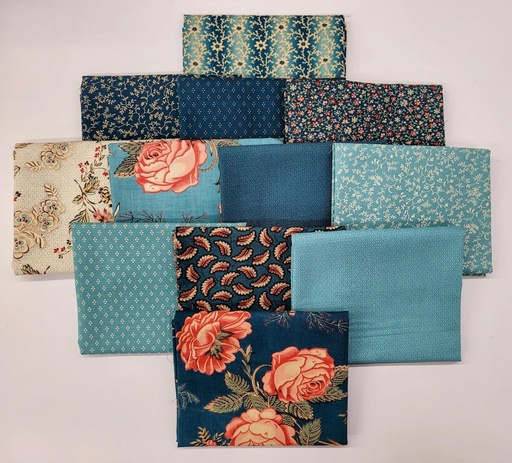 [PP-KGGBlueF4] Kate's Garden Gate Blue Fat Quarter Bundle from Moda