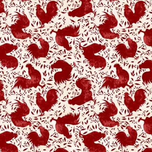 [WP-39767-133] Proud Rooster Toss Ivory/Red By Susan Winget For Wilmington Prints