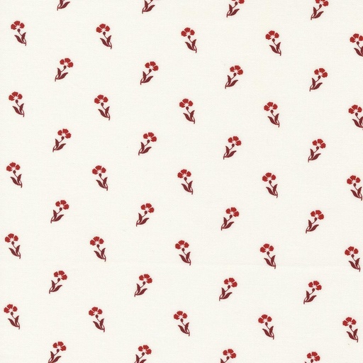 [MOD-49193-12] Red White Gatherings Carnation Vanilla By Primitive Gatherings For Moda Fabrics