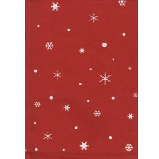 [DH-400-110] Tea Towel Snow Flake Bright Red by Dunroven House