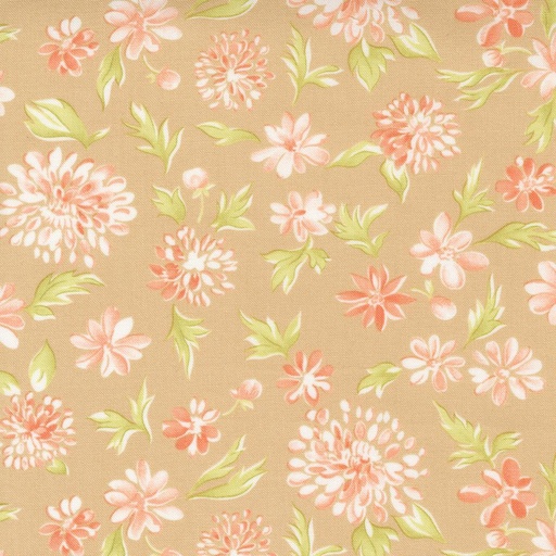 [MOD-20451-15] Cinnamon Cream Floral Mums Flax by Fig Tree Co. for Moda