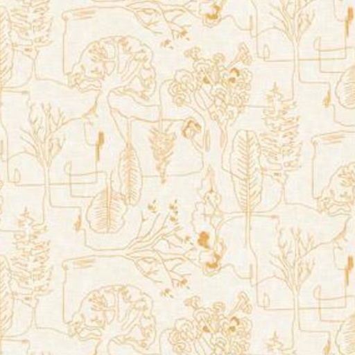 [COW-3692-130] Delilah Treeline Pale Gold By Esther Fallon Lau For Clothworks