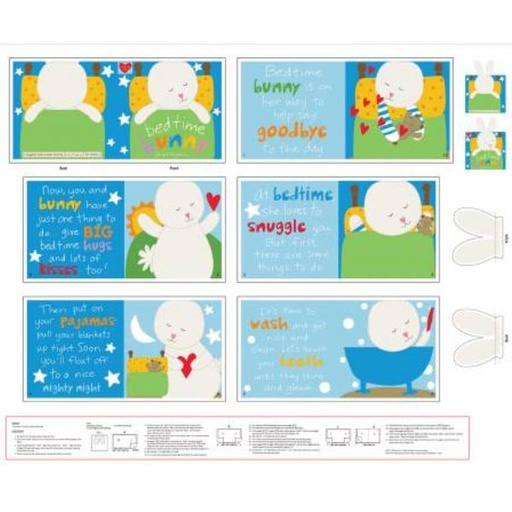 [STE-6804P-01] Huggable & Loveable 12: Bedtime Bunny Book Panel By Sandra Magsamen For Studio E