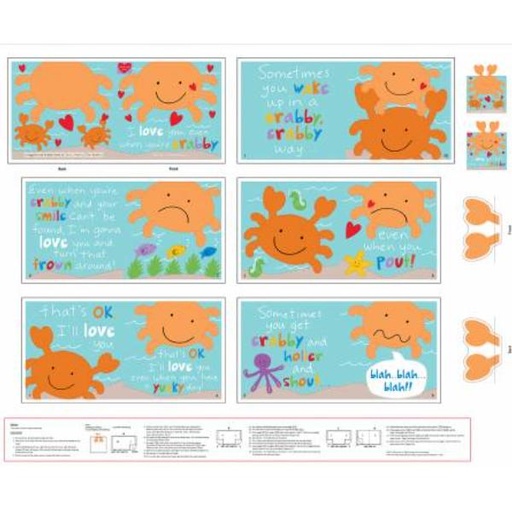 [STE-6805-01] Huggable & Loveable 12: Crabby Book Panel By Sandra Magsamen For Studio E