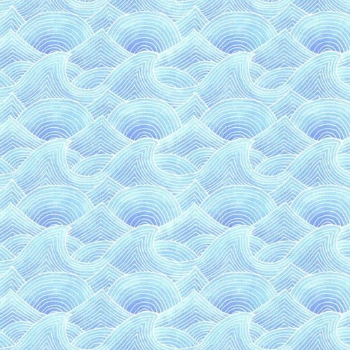 [PB-04839LB] Deep Blue Sea Waves Light Blue By Stephanie Peterson Jones For P&B Fabrics