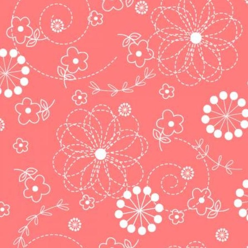 [MAY-QB201-CP] Kimberbell Doodles Peachy Pink 108In Wide Back By Maywood Studio