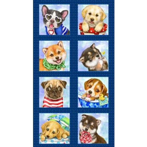 [SE-6895P-77] Trendy Pups Block Panel Navy By Kayomi Harai For Studio E