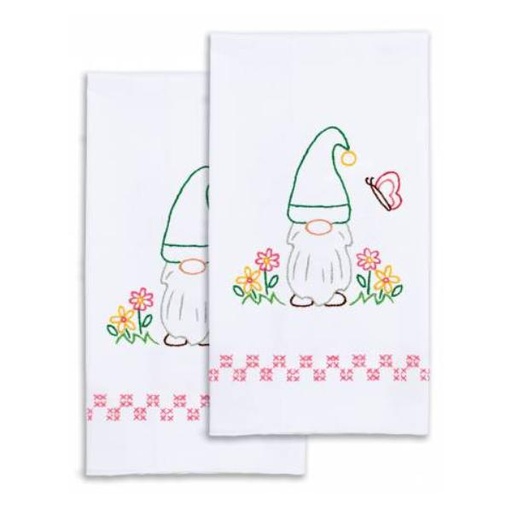 [JD-320-118] Decorative Gnome Hand Towels White By Jack Demsey