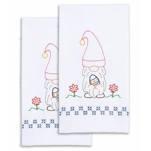 [JD-320-613] Decorative Hand Towel Easter Gnome White By Jack Dempsey