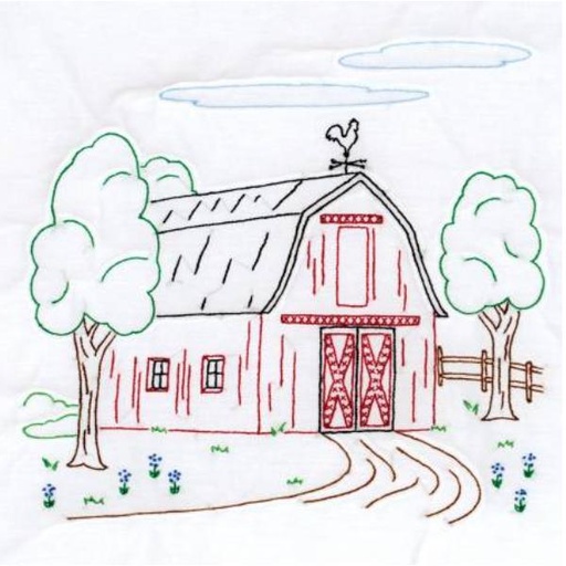 [JD-732-749] 18" White Quilt Blocks: Barn By Jack Dempsey