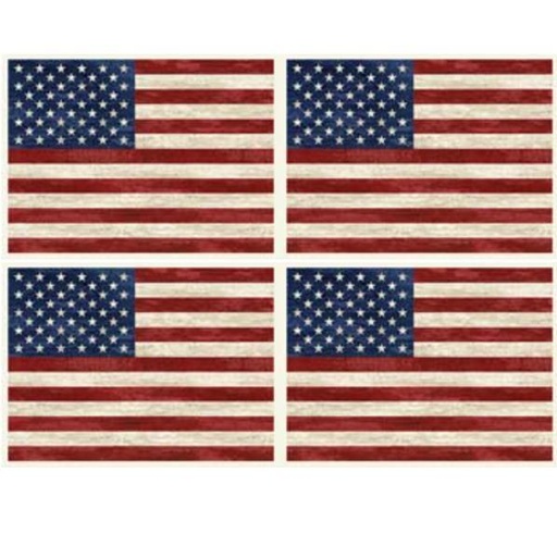 [NOR-25337-11] Stonehenge Stars & Stripes 11 Lg Flags On Cream From Northcott