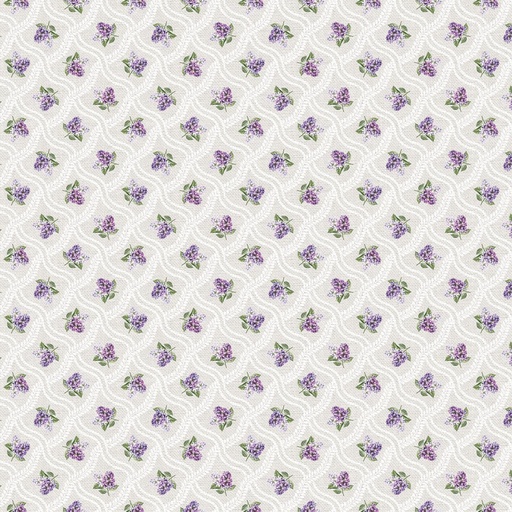 [NOR-25399-91] Lilac Garden Lilac Grid Pale Gray/Multi by Deborah Edwards for Northcott