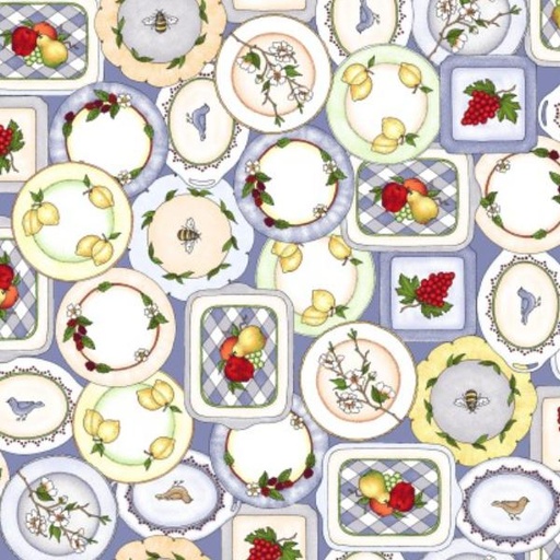 [MAY-10303-B] Fancy Fruit Fruit Plates Blue By Kris Lammers For Maywood Studio